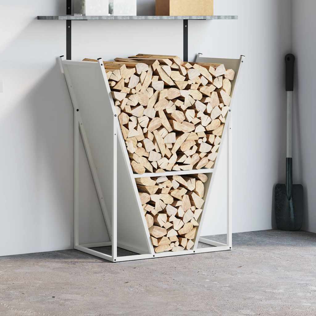 Brennholzregal Weiß 69,5x35x81 cm Kaltgewalzter Stahl