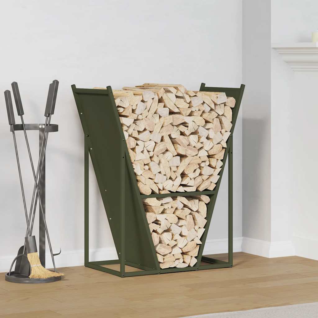 Brennholzregal Olivgrün 69,5x35x81 cm Kaltgewalzter Stahl