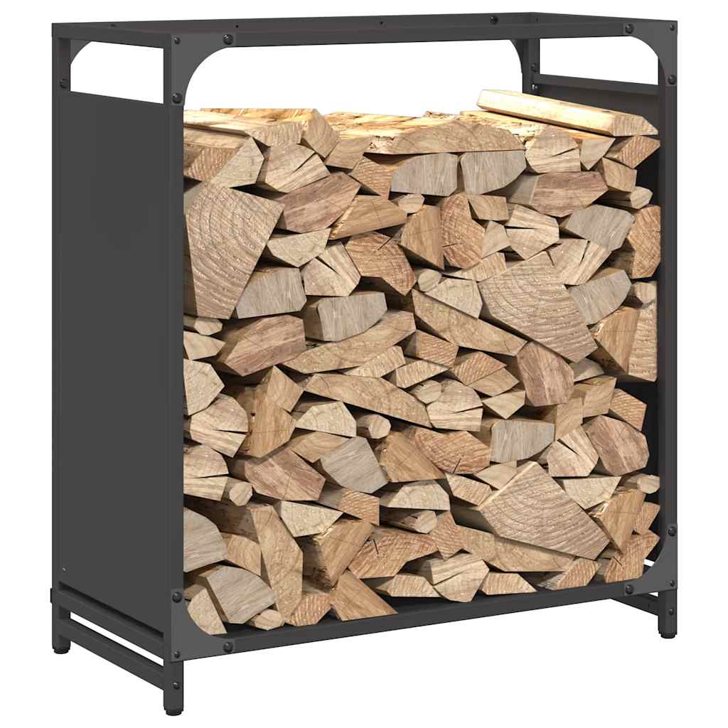 Brennholzregal Schwarz 60x28x65 cm Kaltgewalzter Stahl