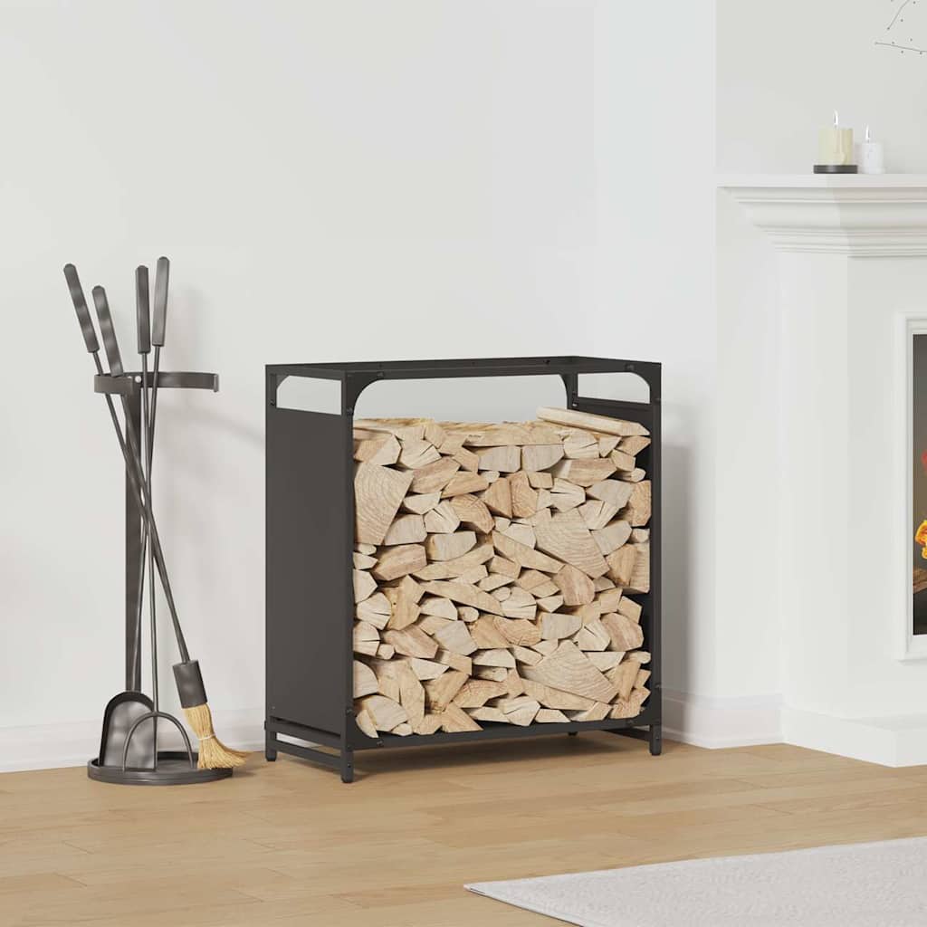 Brennholzregal Schwarz 60x28x65 cm Kaltgewalzter Stahl