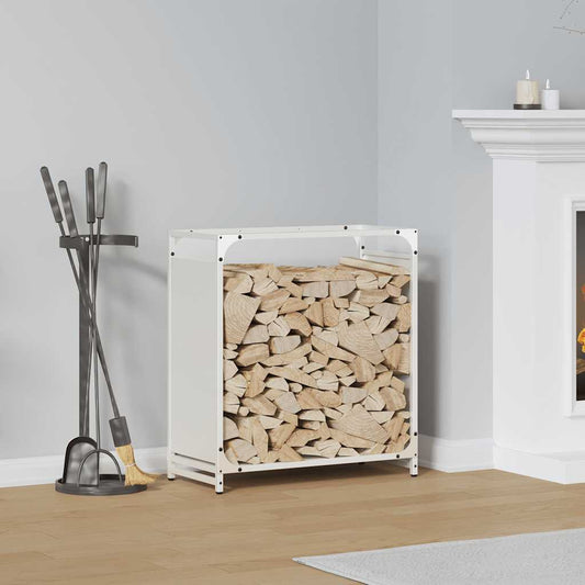 Brennholzregal Weiß 60x28x65 cm Kaltgewalzter Stahl