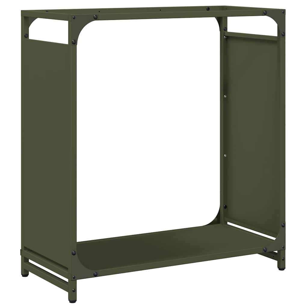 Brennholzregal Olivgrün 60x28x65 cm Kaltgewalzter Stahl