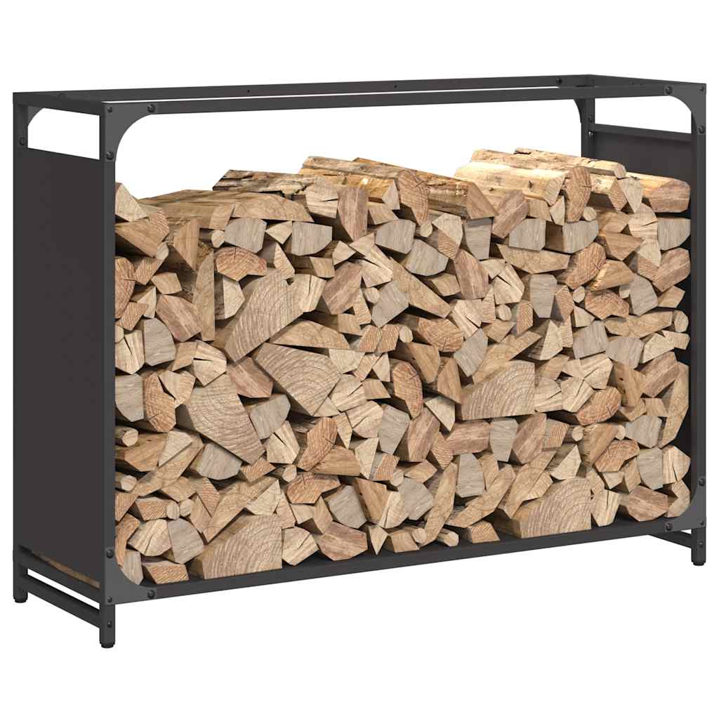 Brennholzregal Schwarz 90x28x65 cm Kaltgewalzter Stahl