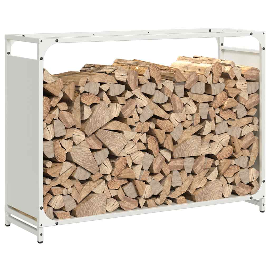 Brennholzregal Weiß 90x28x65 cm Kaltgewalzter Stahl