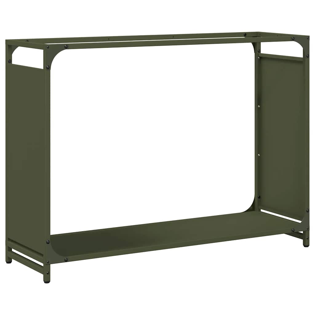 Brennholzregal Olivgrün 90x28x65 cm Kaltgewalzter Stahl