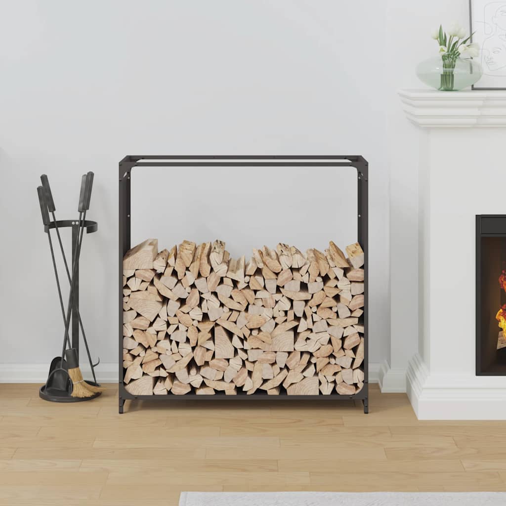 Brennholzregal Schwarz 90x28x90 cm Kaltgewalzter Stahl