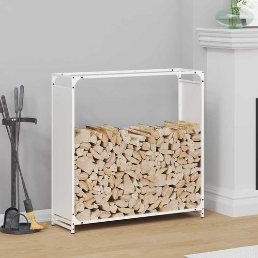 Brennholzregal Weiß 90x28x90 cm Kaltgewalzter Stahl