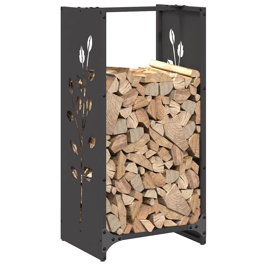 Brennholzregal Schwarz 40x30x80 cm Kaltgewalzter Stahl