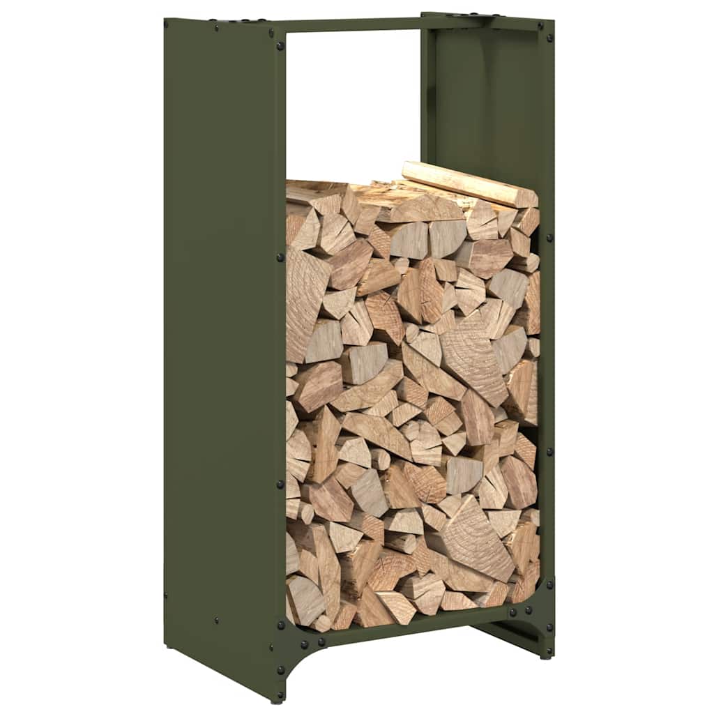 Brennholzregal Olivgrün 40x30x80 cm Kaltgewalzter Stahl