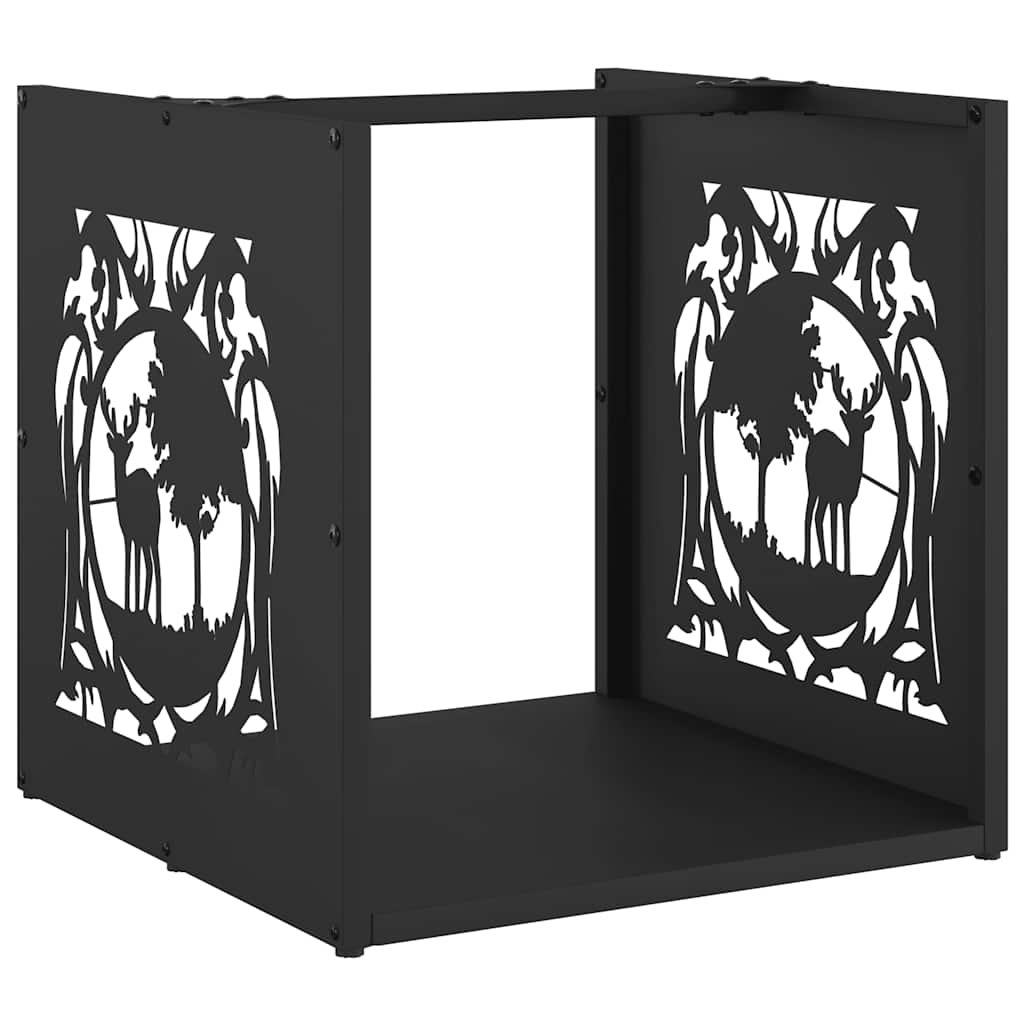 Brennholzregal Schwarz 40x40x40 cm Kaltgewalzter Stahl