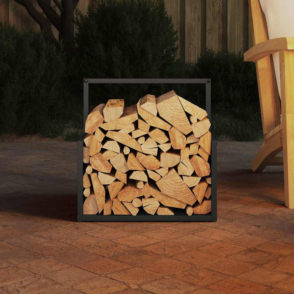 Brennholzregal Schwarz 40x40x40 cm Kaltgewalzter Stahl