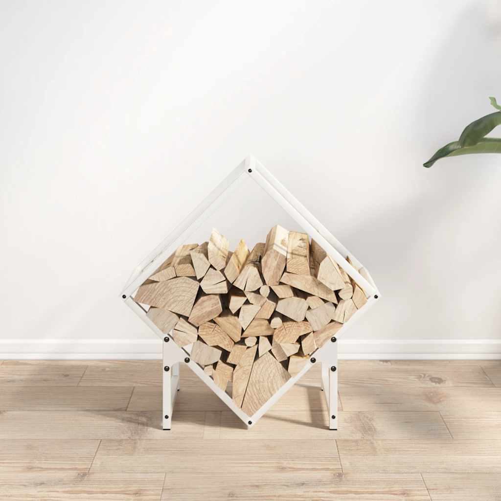 Brennholzregal Weiß 50x25x50 cm Kaltgewalzter Stahl