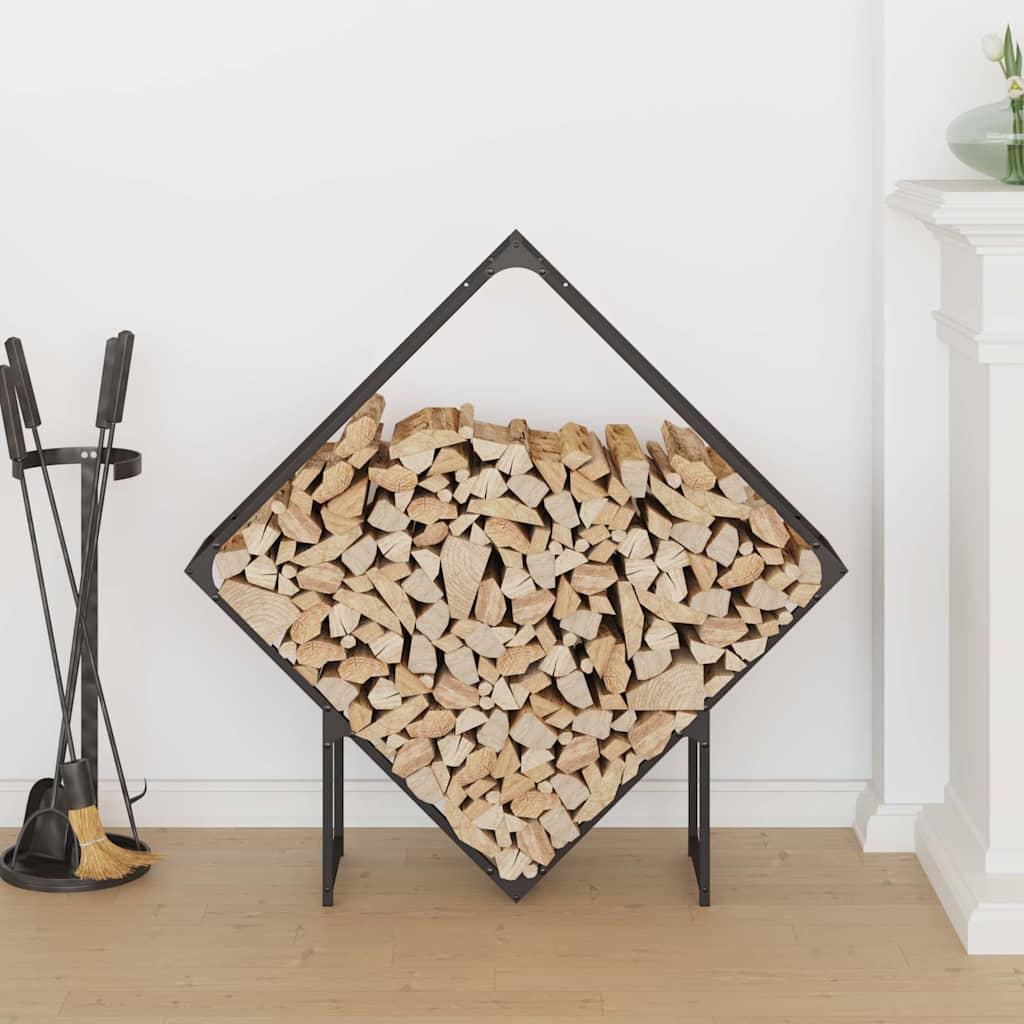 Brennholzregal Schwarz 100x25x100 cm Kaltgewalzter Stahl