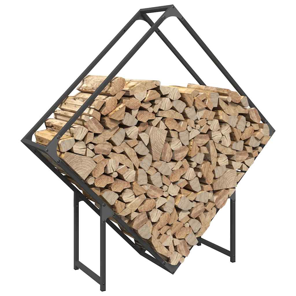 Brennholzregal Schwarz 100x25x100 cm Kaltgewalzter Stahl