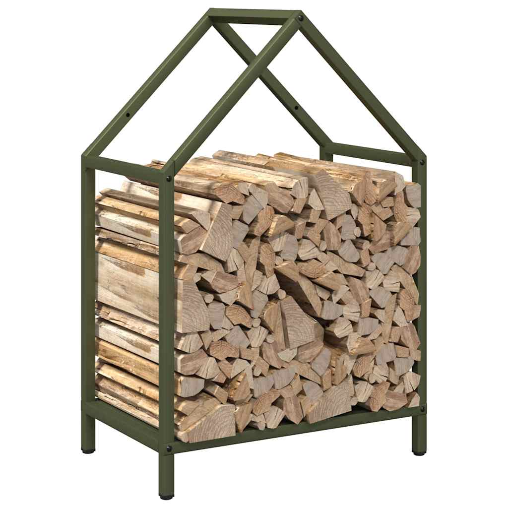 Brennholzregal Olivgrün 40x25x60 cm Kaltgewalzter Stahl