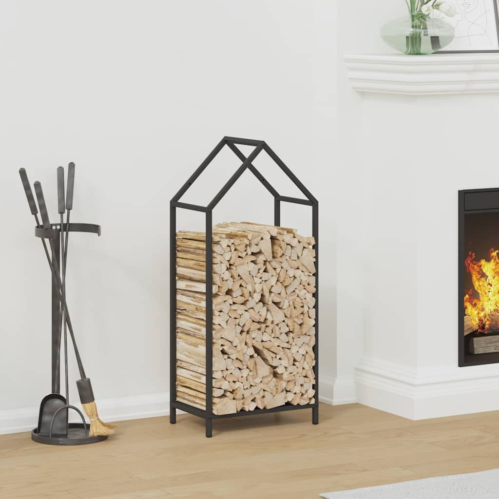 Brennholzregal Schwarz 40x25x90 cm Kaltgewalzter Stahl