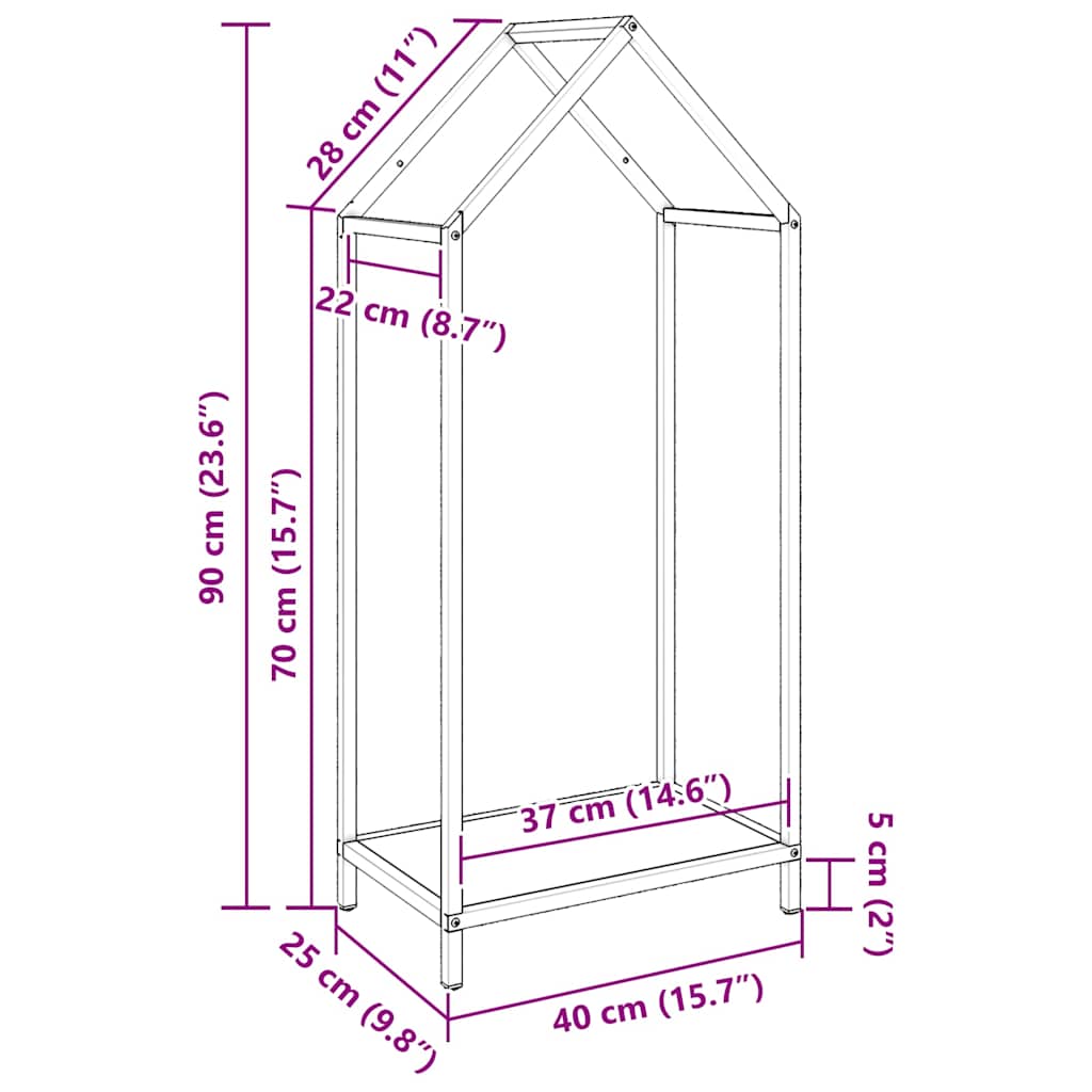 Brennholzregal Weiß 40x25x90 cm Kaltgewalzter Stahl