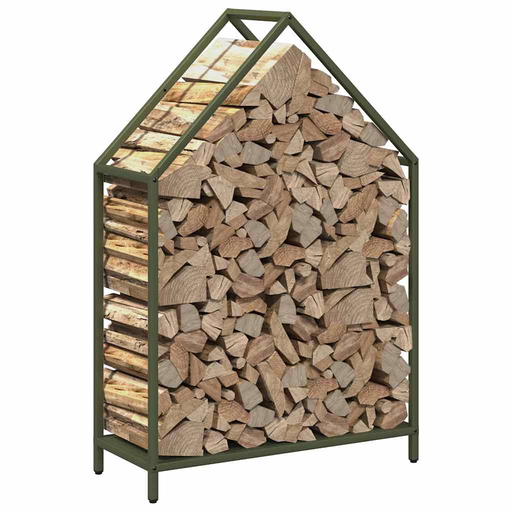 Brennholzregal Olivgrün 60x25x90 cm Kaltgewalzter Stahl