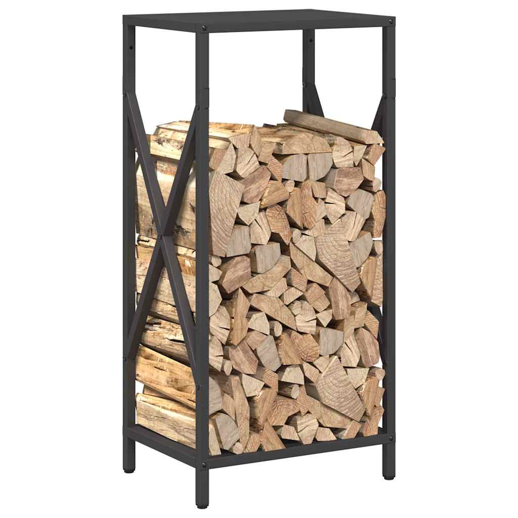 Brennholzregal Schwarz 34x25x70 cm Kaltgewalzter Stahl