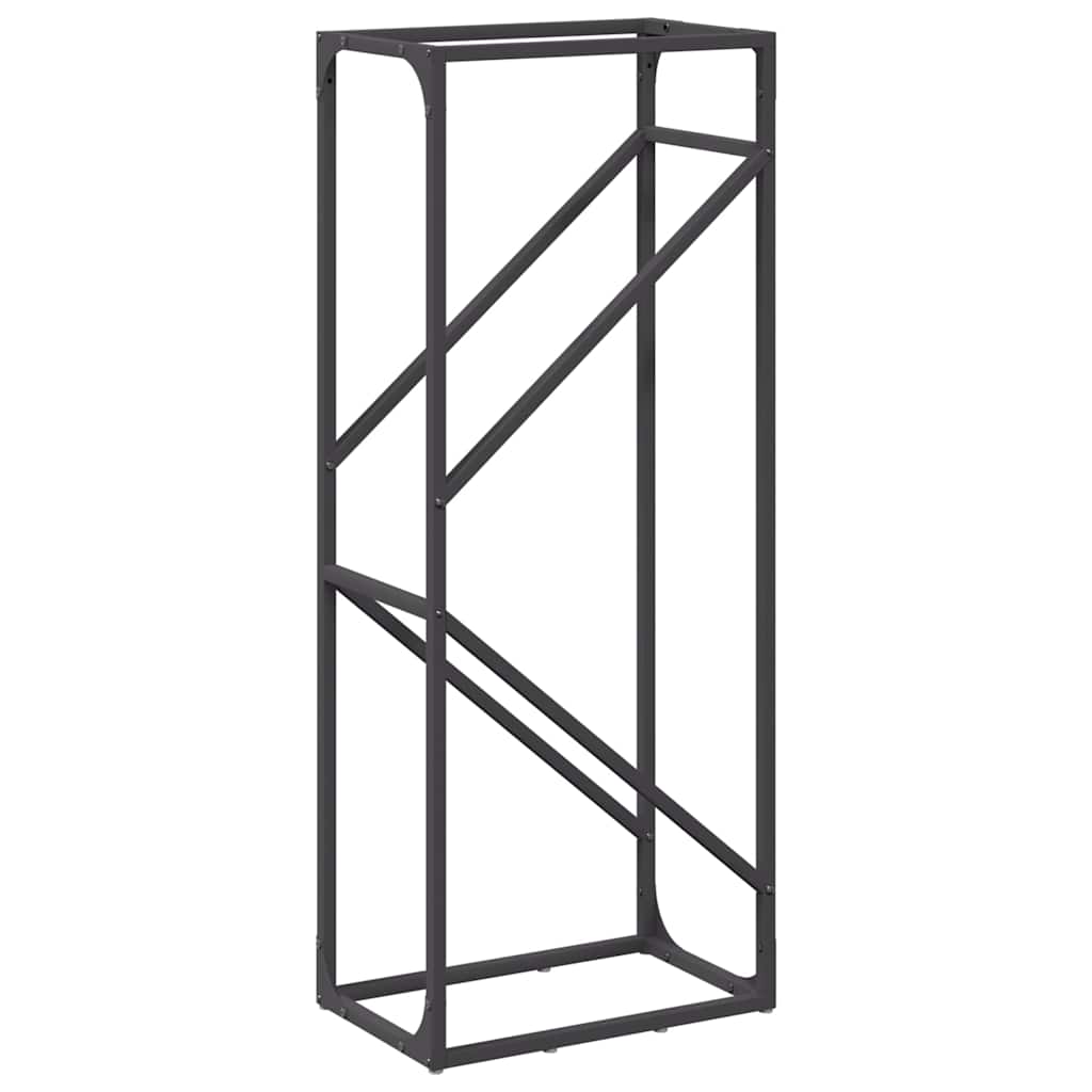 Brennholzregal Schwarz 40x25x100 cm Kaltgewalzter Stahl