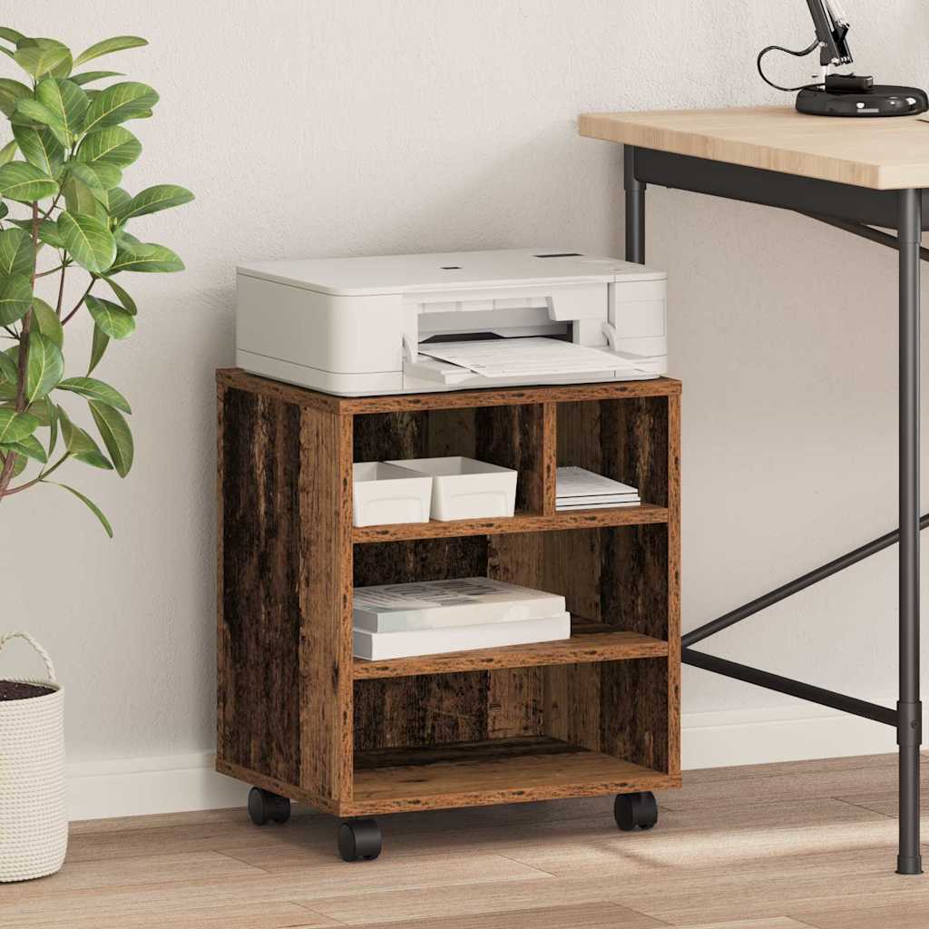 Support d'imprimante en bois recyclé 41 x 32 x 48 cm, panneau de particules
