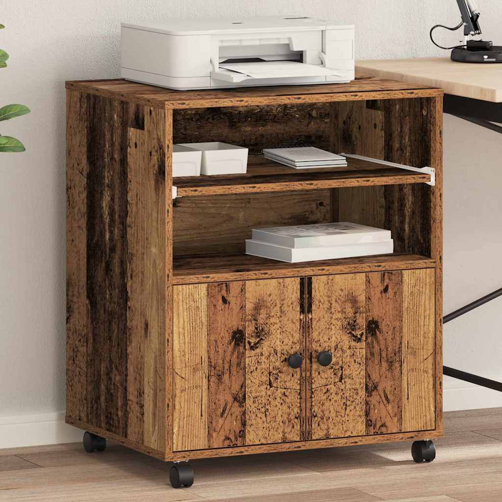 Meuble d'imprimante en bois recyclé 60 x 48 x 74 cm bois d'ingénierie