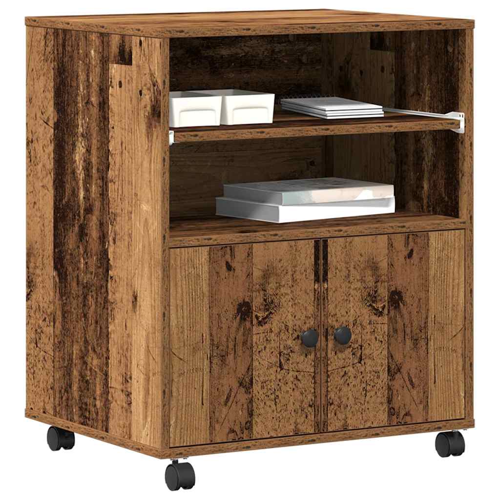 Meuble d'imprimante en bois recyclé 60 x 48 x 74 cm bois d'ingénierie
