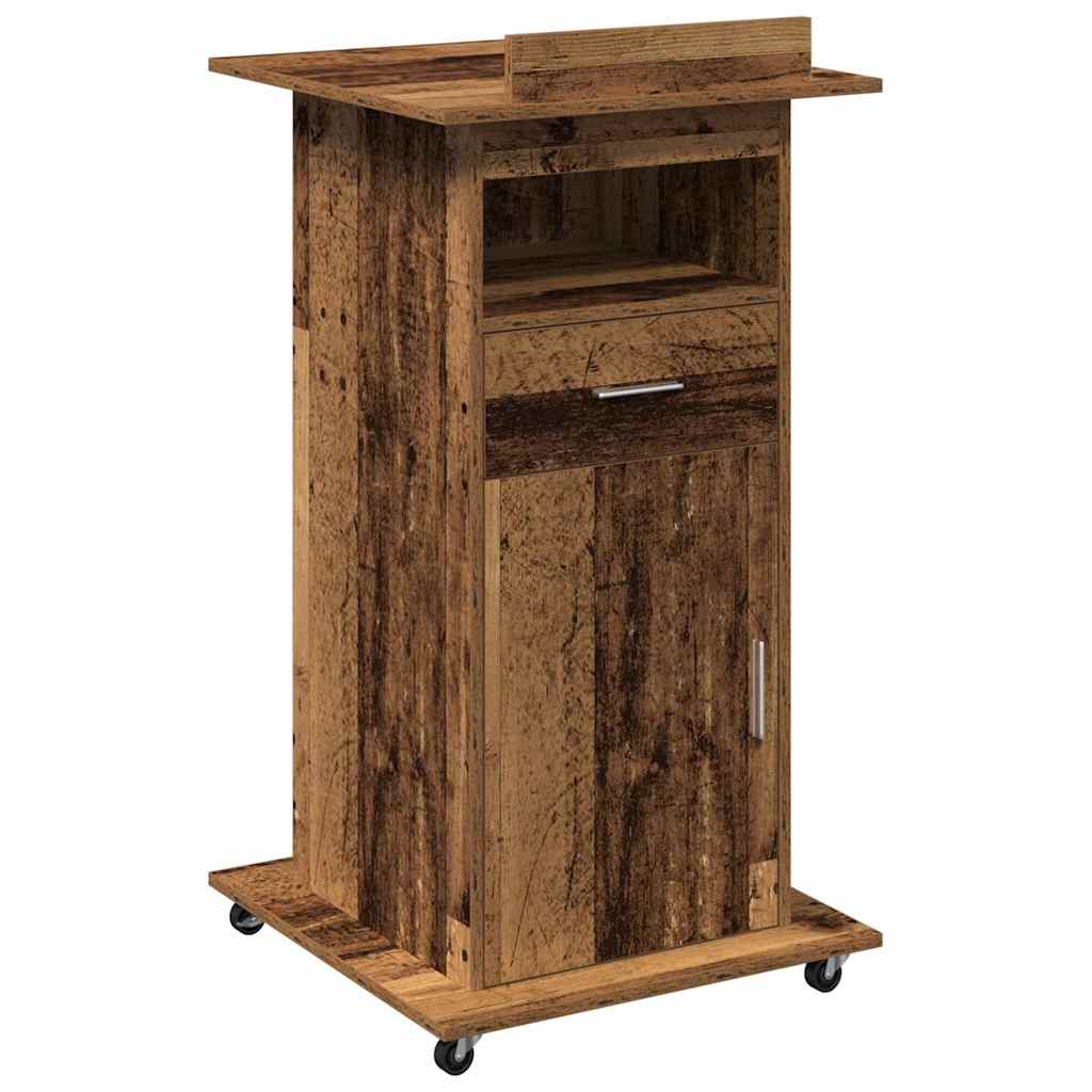 Podium with Drawers Reclaimed Wood 55 x 55 x 107 cm Wood-based material