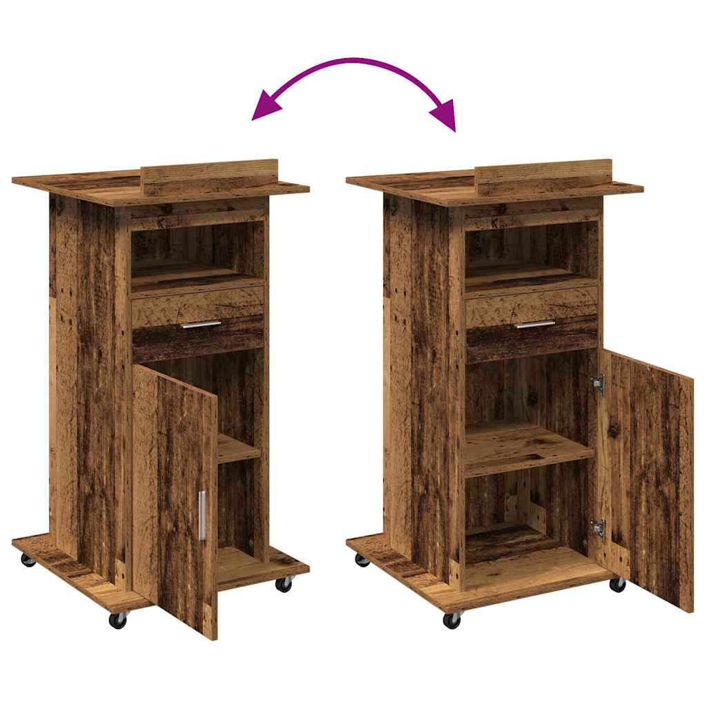 Podium with Drawers Reclaimed Wood 55 x 55 x 107 cm Wood-based material