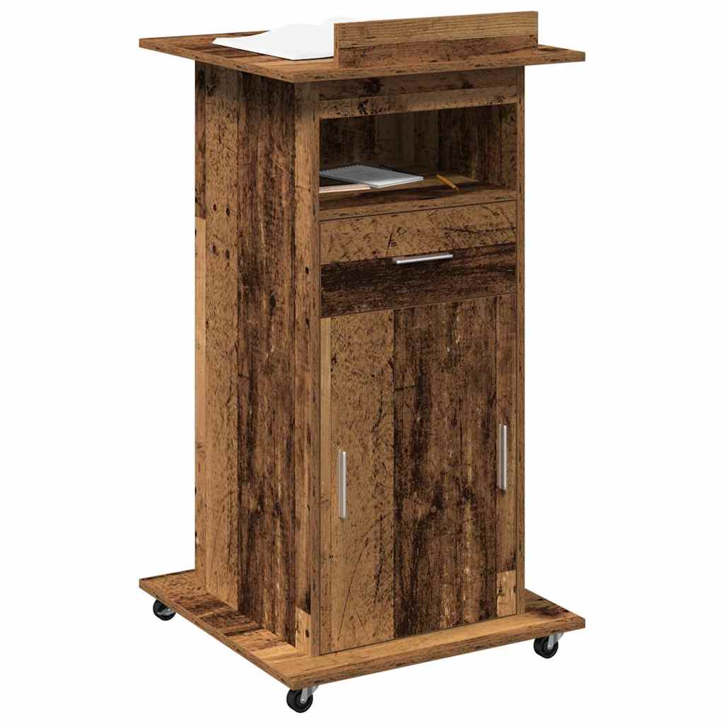 Podium with Drawers Reclaimed Wood 55 x 55 x 107 cm Wood-based material