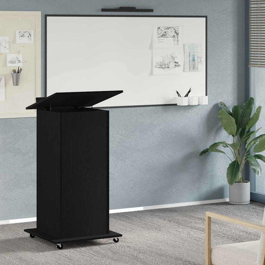 Podium aspect chêne noir 55 x 55 x 107 cm, panneau de particules