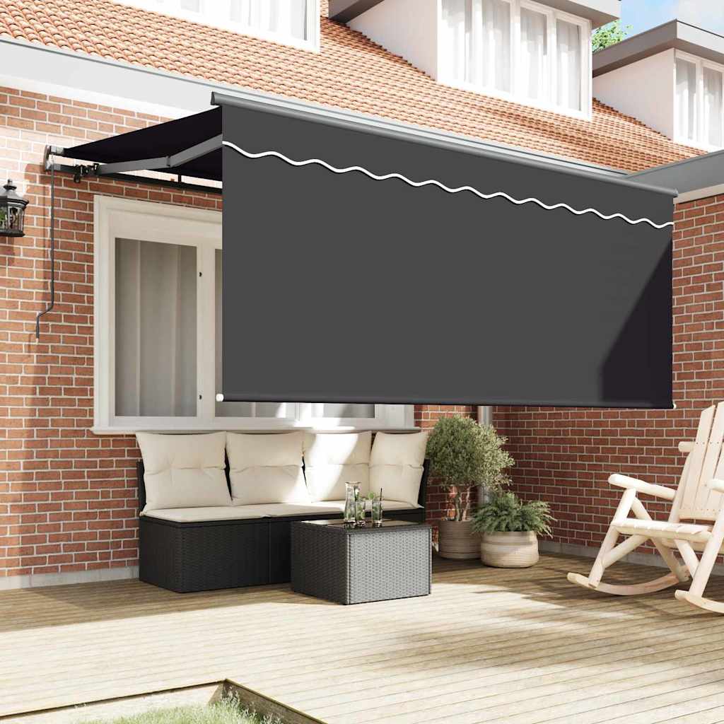 Einziehbare Markise Gestreift Anthrazit 300 x 200 cm Stoff
