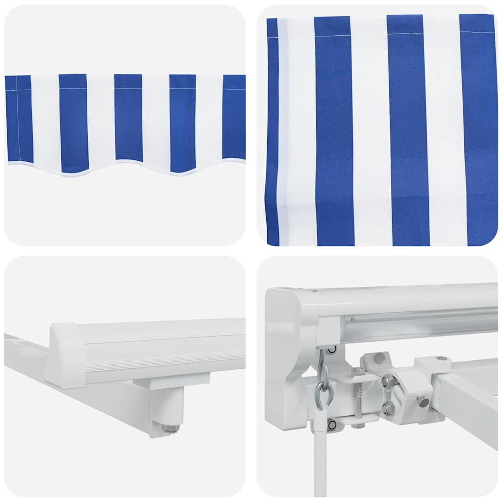 Einziehbare Markise Blau und Weiß 350x200 cm Stoff