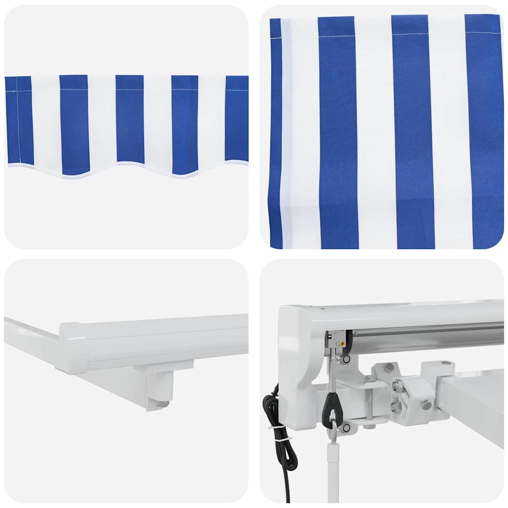 Einziehbare Markise Blau und Weiß 350x200 cm Stoff