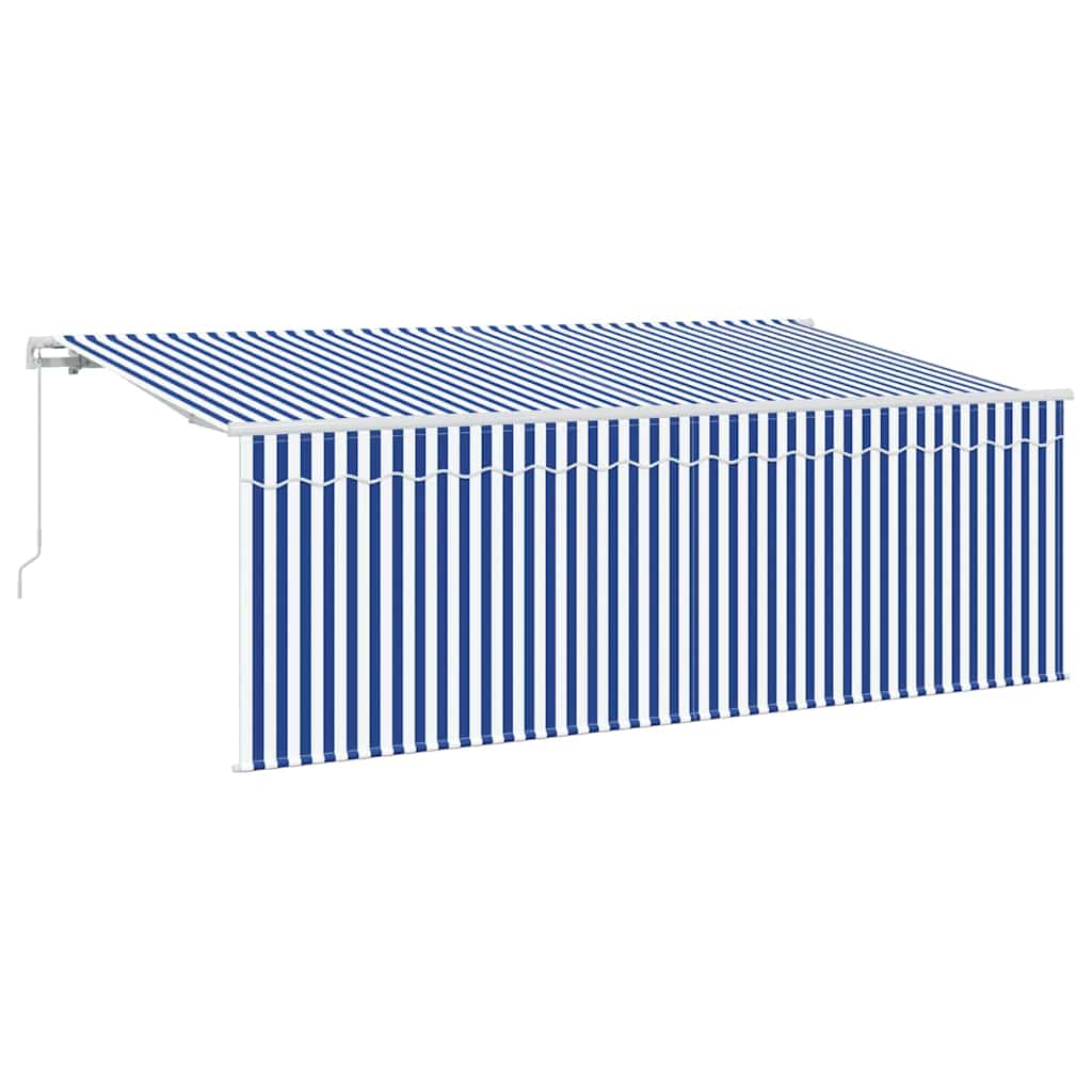 Einziehbare Markise Blau und weiß 350 x 200 cm Stoff und Metall