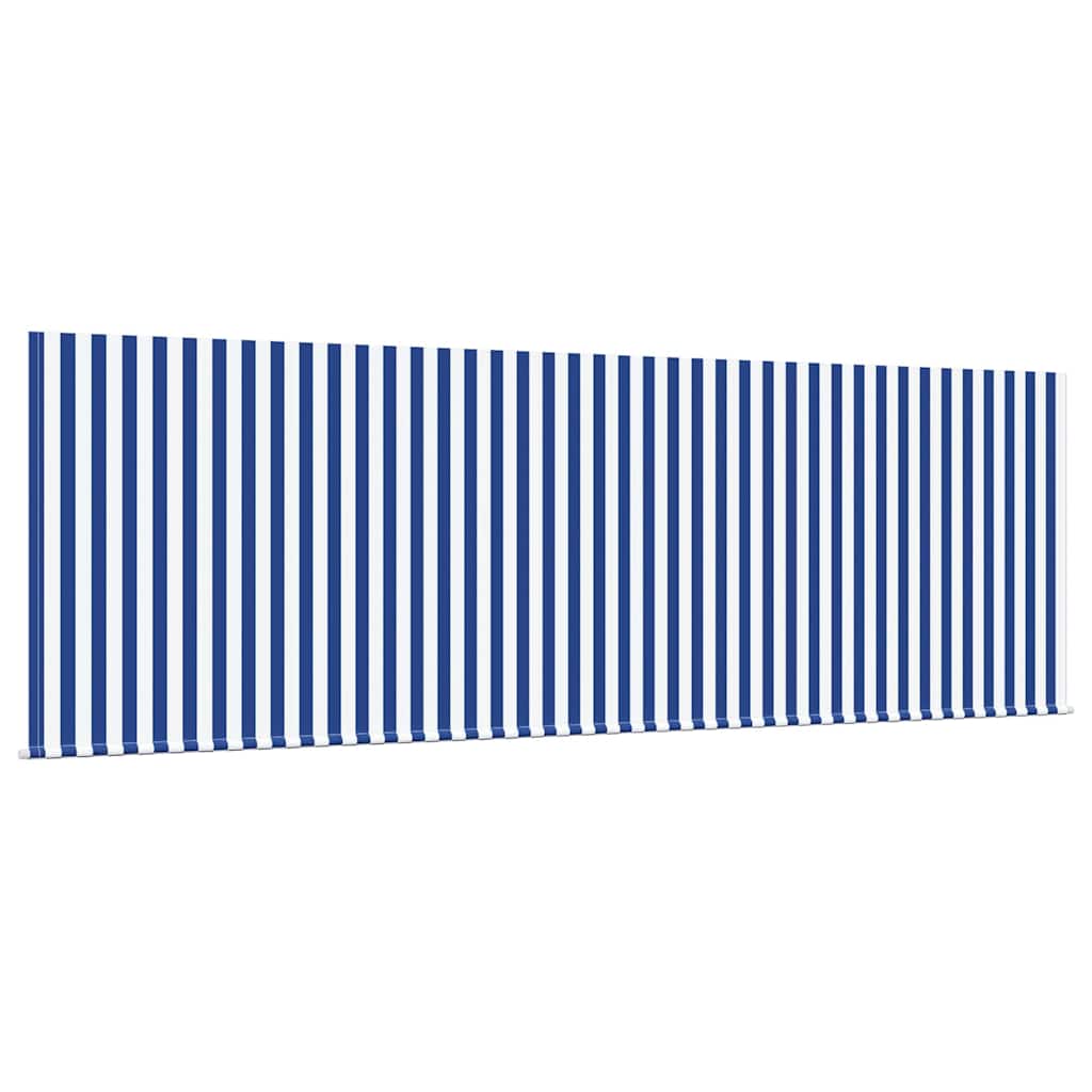 Einziehbare Markise Blau und weiß 350 x 200 cm Stoff und Metall
