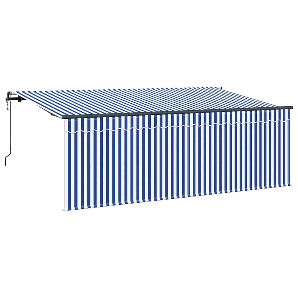 Einziehbare Markise Blau und Weiß 350 x 200 cm