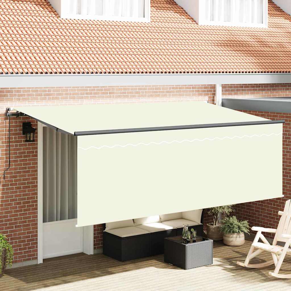 Einziehbare Markise Creme 350 x 200 cm Polyester und Aluminium