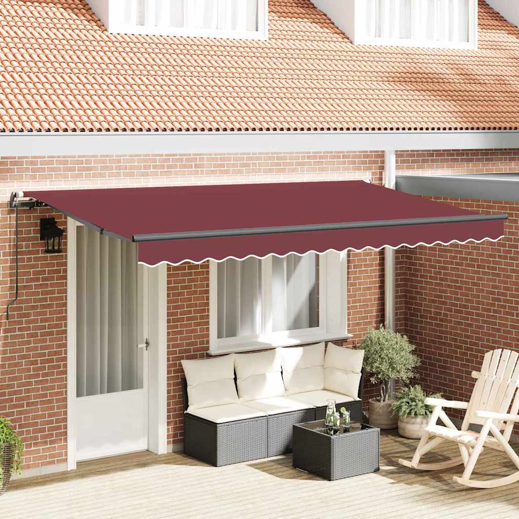 Einziehbare Markise Bordeauxrot 350 x 200 cm Stoff
