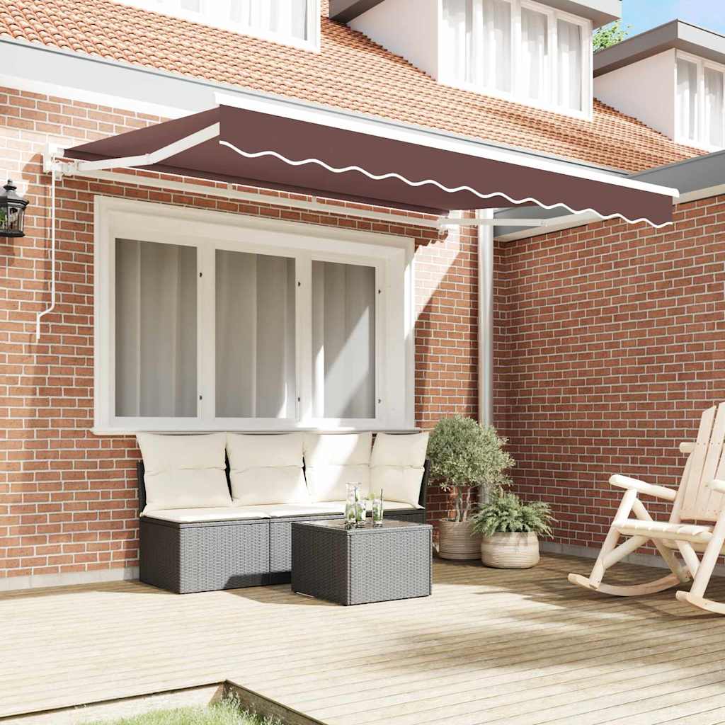 Einziehbare Markise Braun 350 x 200 cm Polyester und Metall