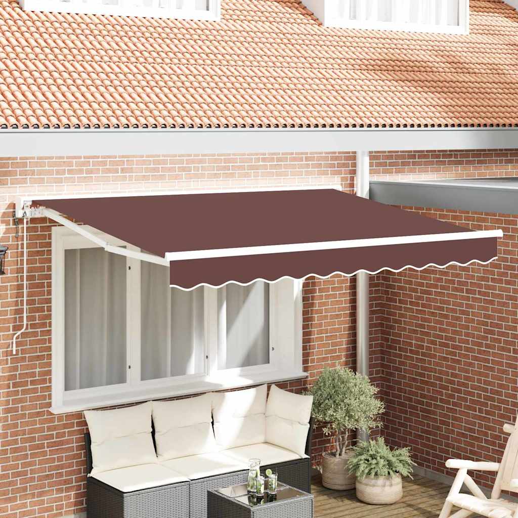 Einziehbare Markise Braun 350 x 200 cm Polyester und Metall