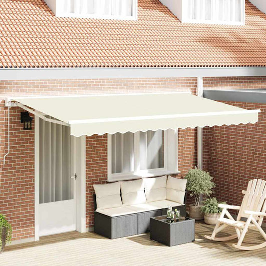 Einziehbare Markise Creme 400 x 200 cm Polyester und Metall
