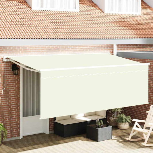 Einziehbare Markise Creme 400 x 200 cm Polyester und Aluminium