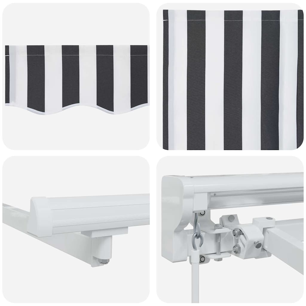 Einziehbare Markise Anthrazit und Weiß 400x200 cm Stoff