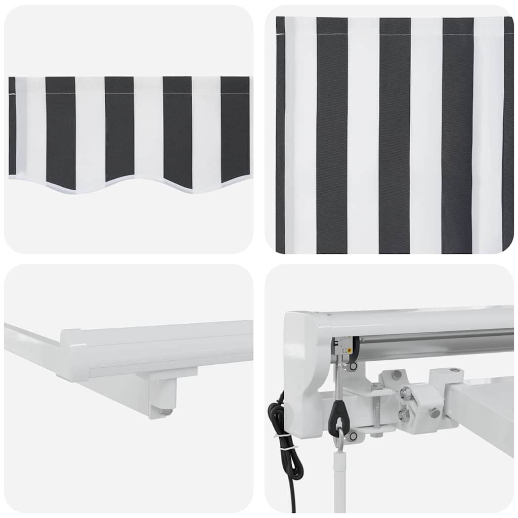 Einziehbare Markise Anthrazit und Weiß 400x200 cm Stoff