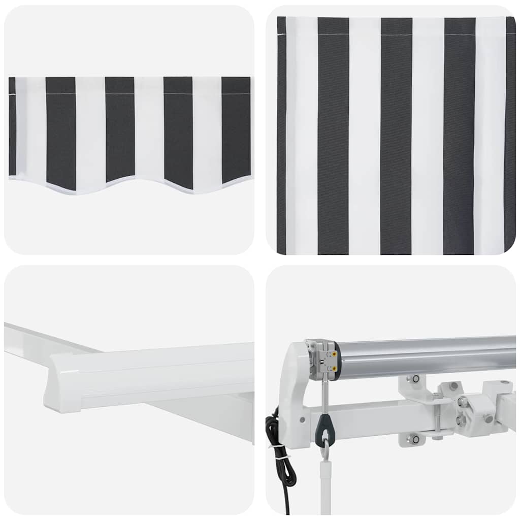 Einziehbare Markise Anthrazit und Weiß 400 x 200 cm