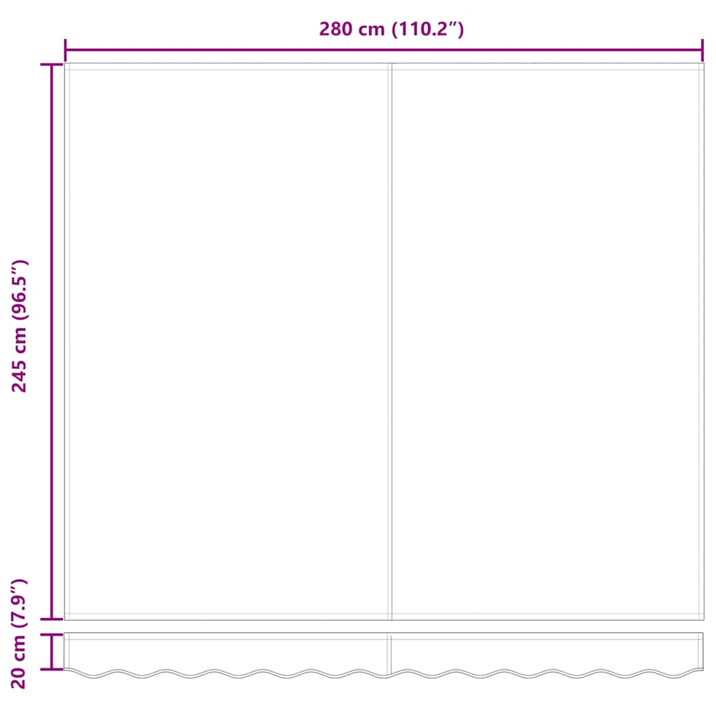 Einziehbare Markise Creme 300 x 250 cm Polyester und Metall