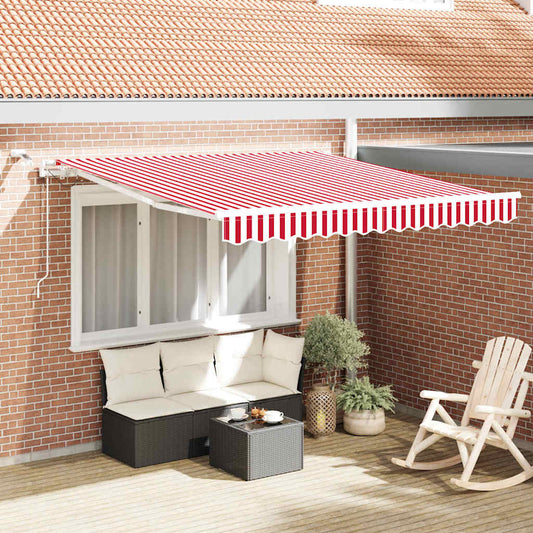 Einziehbare Markise Rot und Weiß 300 x 250 cm Stoff und Metall