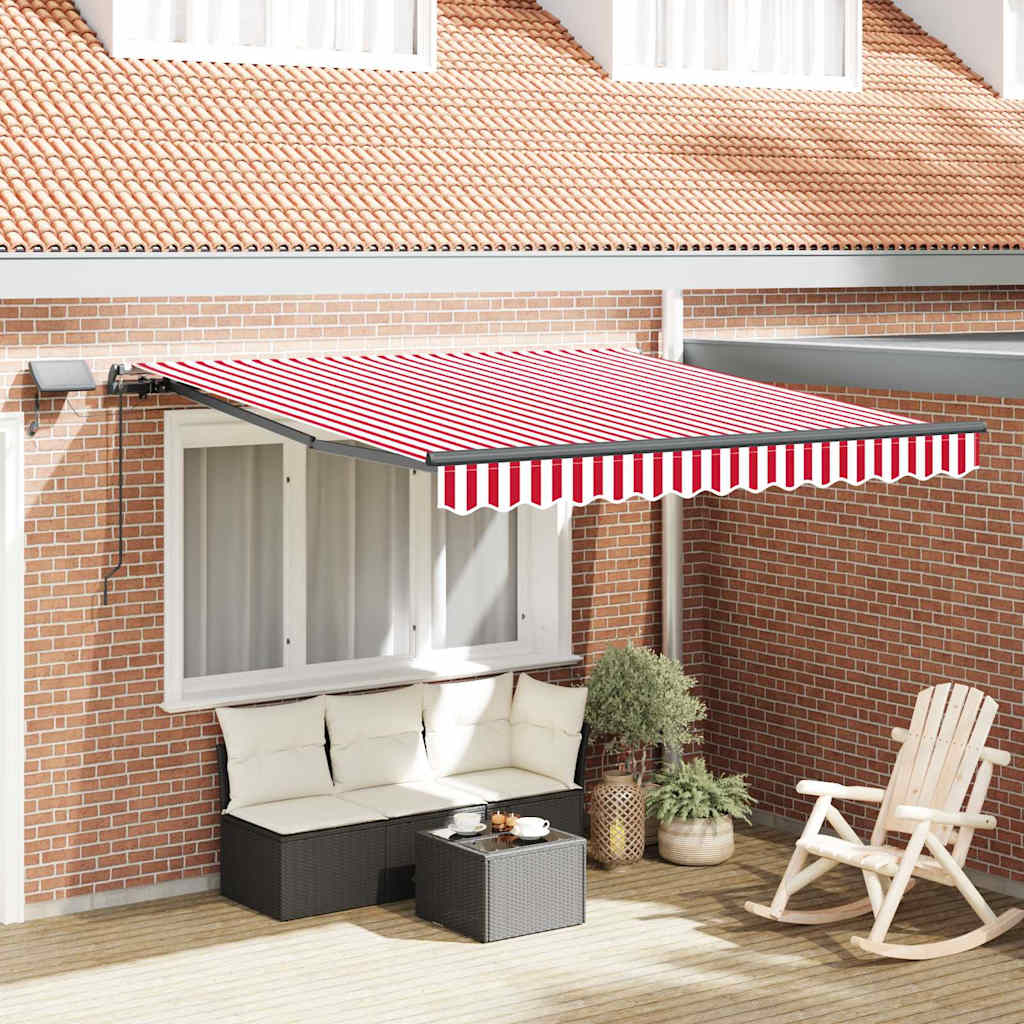 Einziehbare Markise Rot und Weiß 300 x 250 cm Stoff