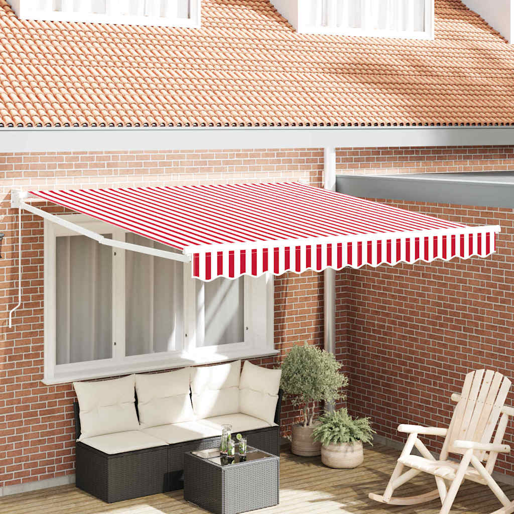 Einziehbare Markise Rot und Weiß 300 x 250 cm Polyester, Metall